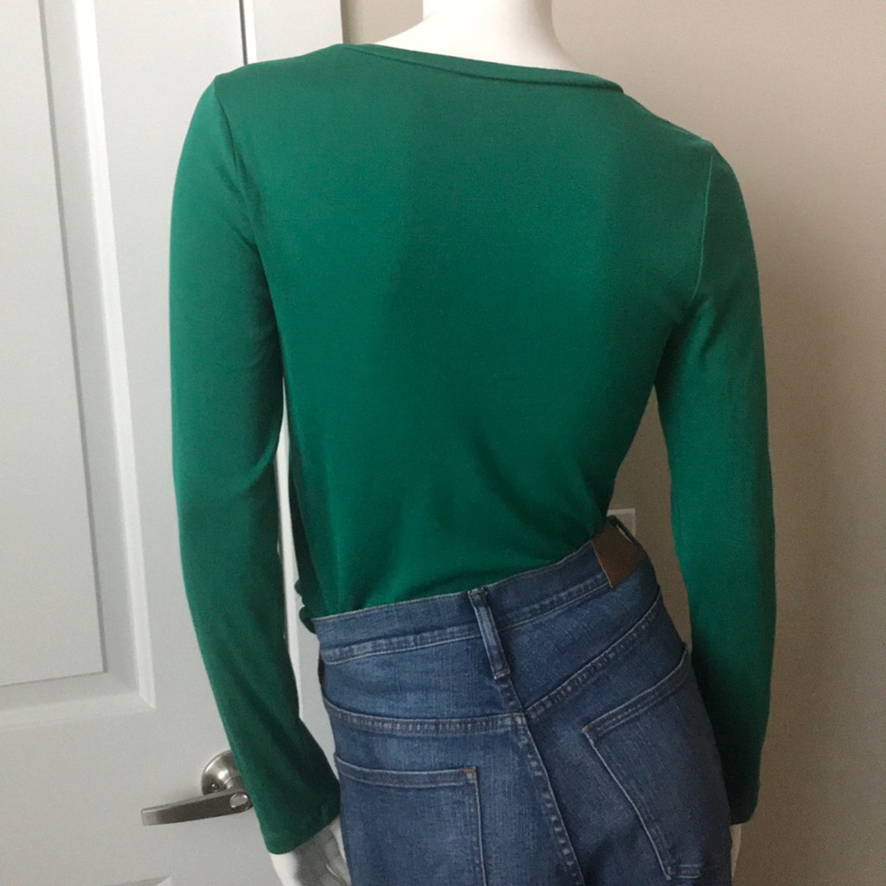 Jcrew Ls Basic Tee Solid Green Size M - image 6